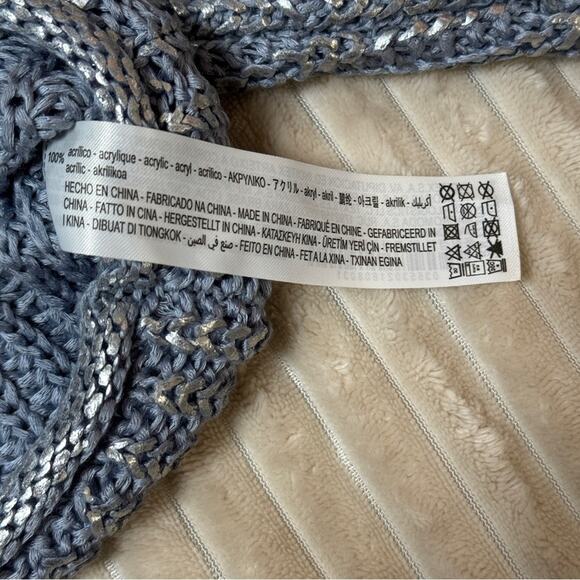 Zara Women’s Crop Sweater Metallic Silver Size Medium - Picture 5 of 12